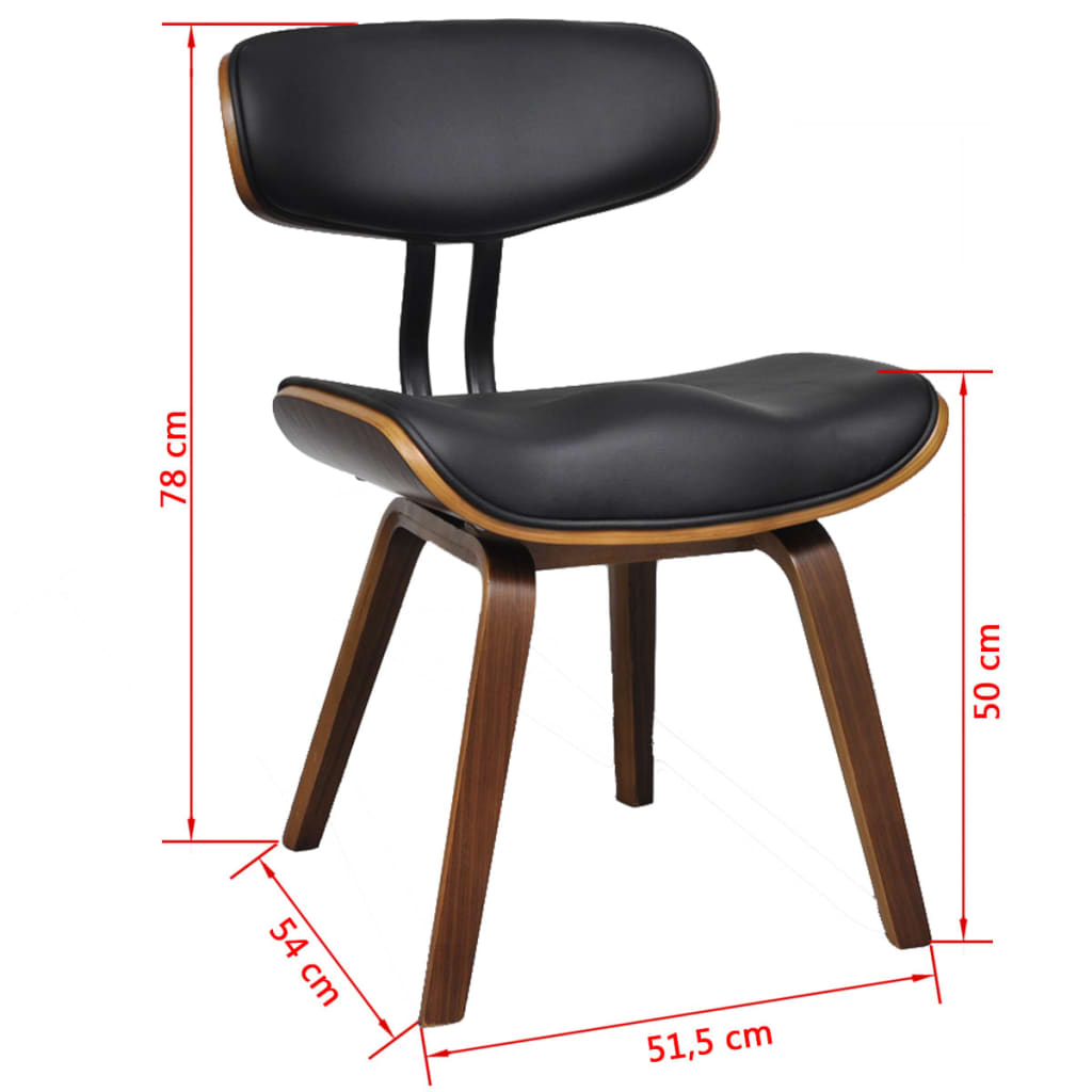 Sillas de comedor 2 unidades madera curvada y cuero sintético