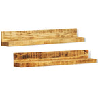 Estantes de pared 2 uds madera maciza