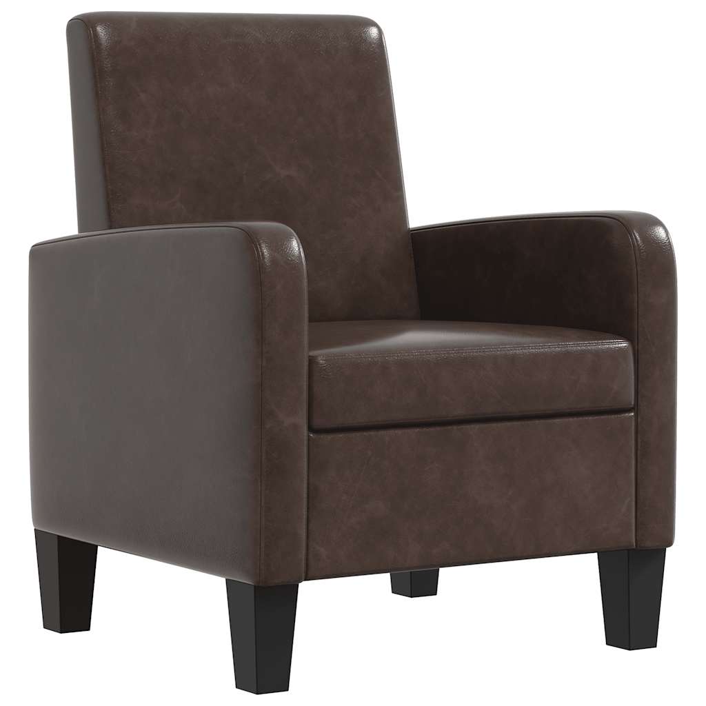 Sillón de cuero sintético marrón