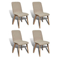 Sillas de comedor 4 uds tela y madera maciza de roble beige