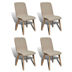 Sillas de comedor 4 uds tela y madera maciza de roble beige