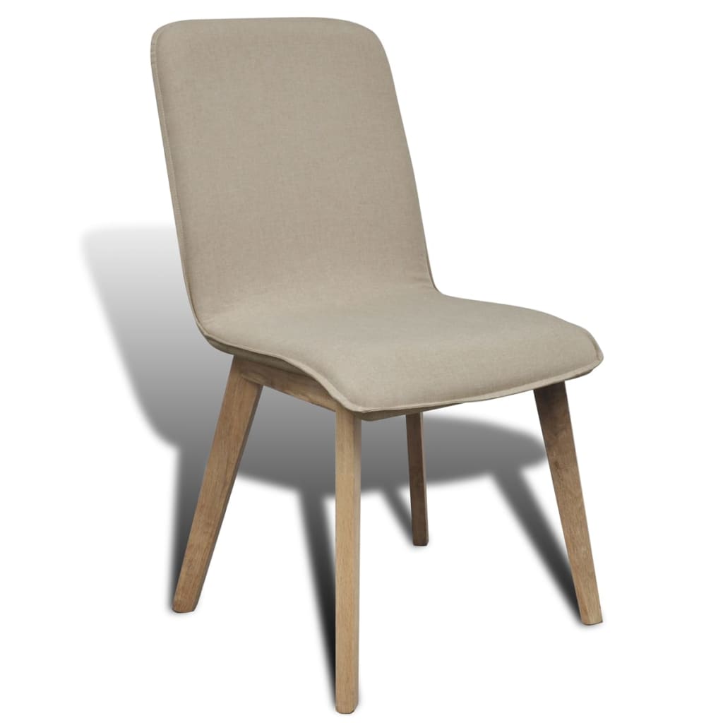 Sillas de comedor 4 uds tela y madera maciza de roble beige