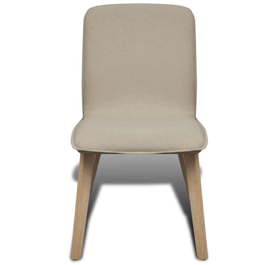 Sillas de comedor 4 uds tela y madera maciza de roble beige