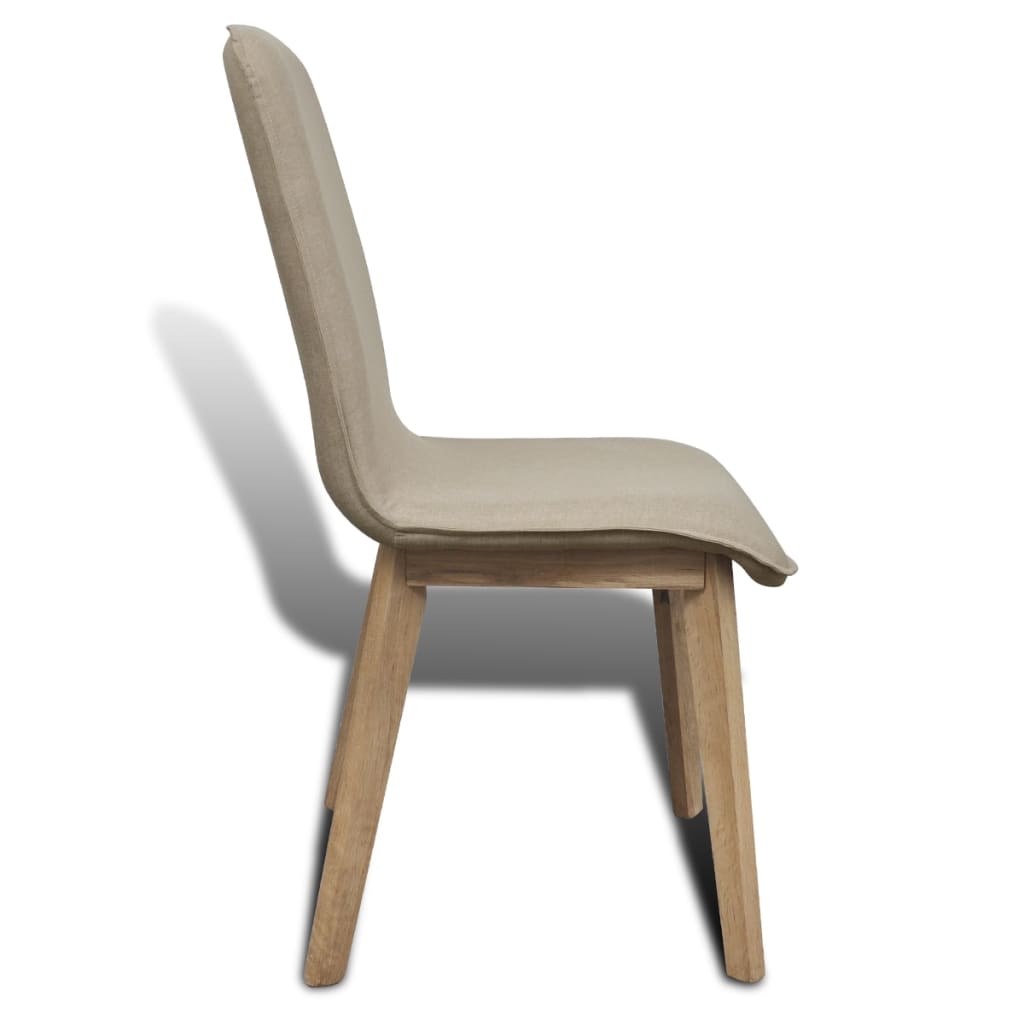 Sillas de comedor 4 uds tela y madera maciza de roble beige