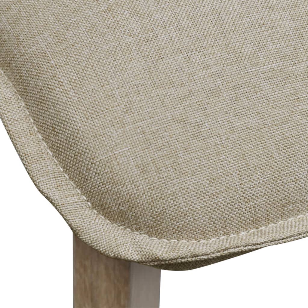 Sillas de comedor 4 uds tela y madera maciza de roble beige