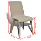Sillas de comedor 4 uds tela y madera maciza de roble beige