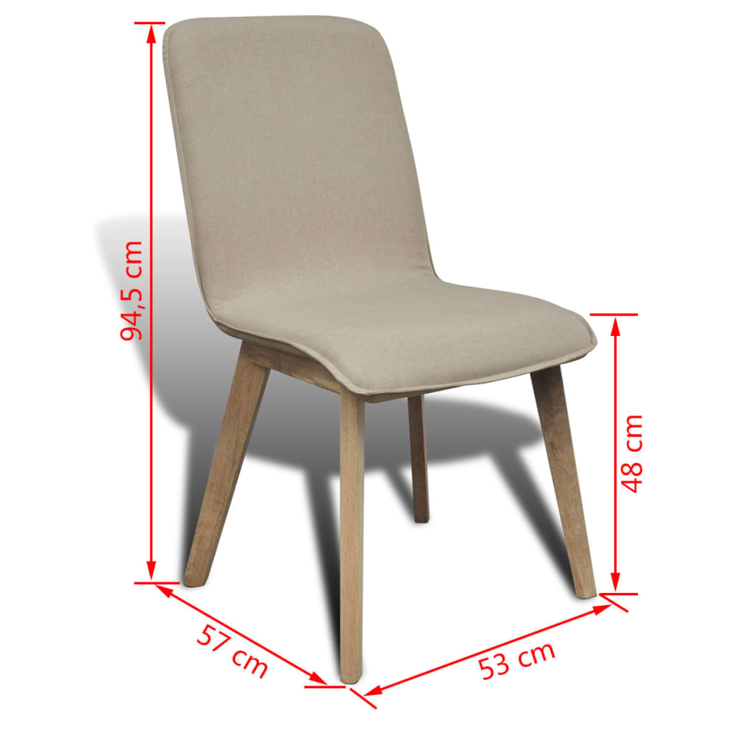 Sillas de comedor 4 uds tela y madera maciza de roble beige