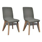 Sillas de comedor 2 uds tela y madera maciza roble gris claro