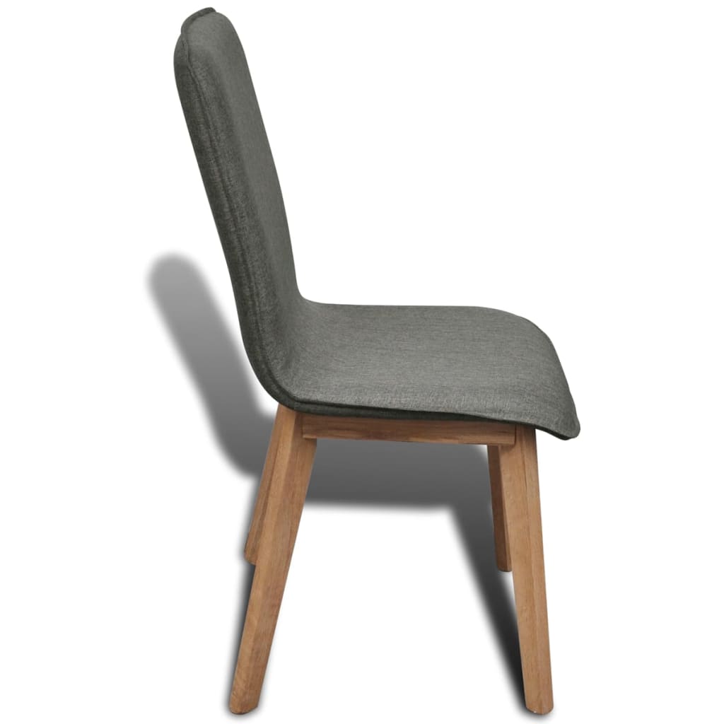 Sillas de comedor 2 uds tela y madera maciza roble gris claro