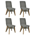 Sillas de comedor 4 uds tela gris claro y madera maciza roble