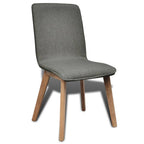 Sillas de comedor 4 uds tela gris claro y madera maciza roble