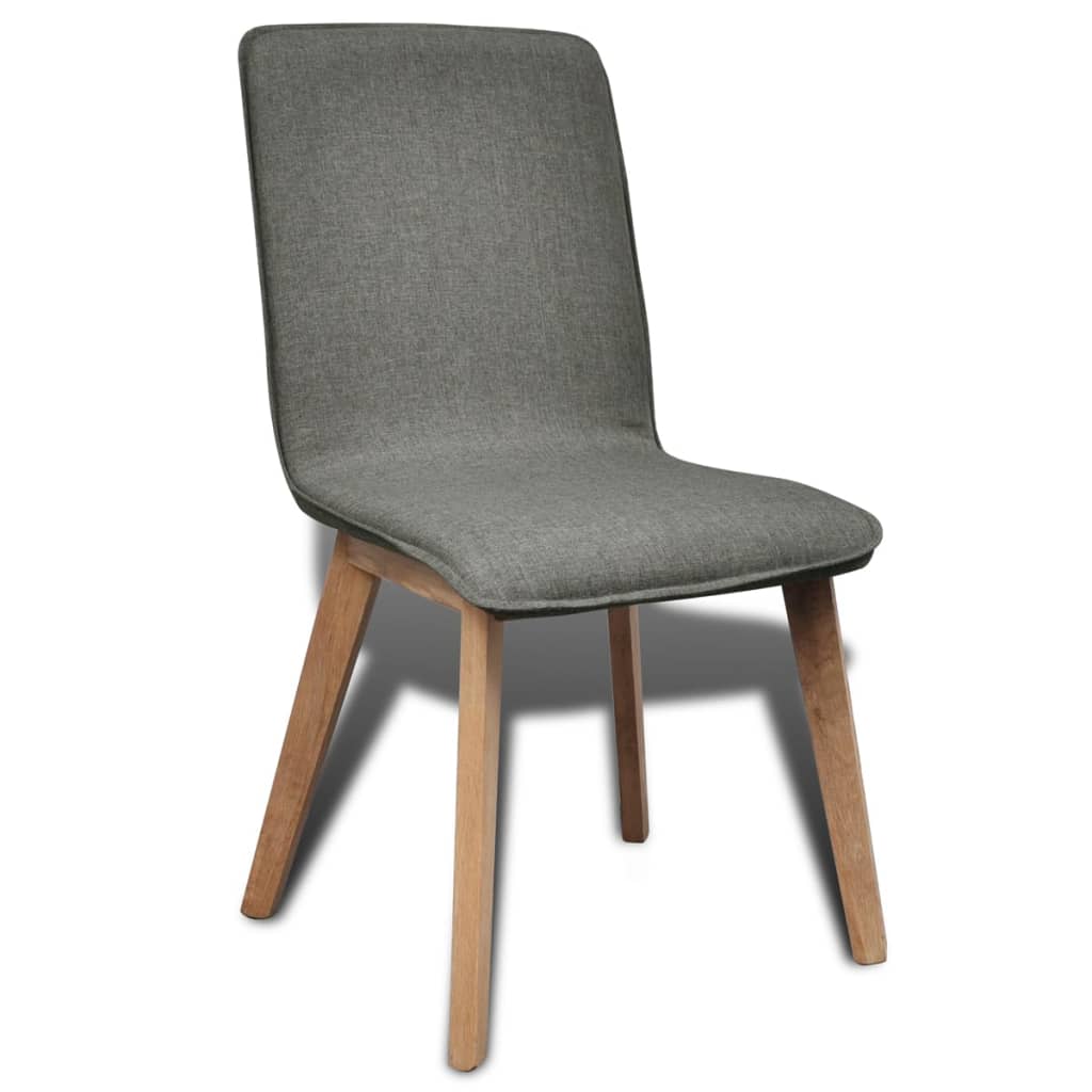 Sillas de comedor 4 uds tela gris claro y madera maciza roble