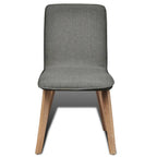 Sillas de comedor 4 uds tela gris claro y madera maciza roble