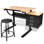 Escritorio inclinable con tablero de dibujo y taburete mesa de dibujo
