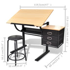 Escritorio inclinable con tablero de dibujo y taburete mesa de dibujo