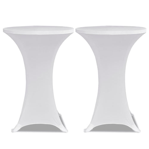 2 Manteles blancos ajustados para mesa de pie - 70 cm diámetro