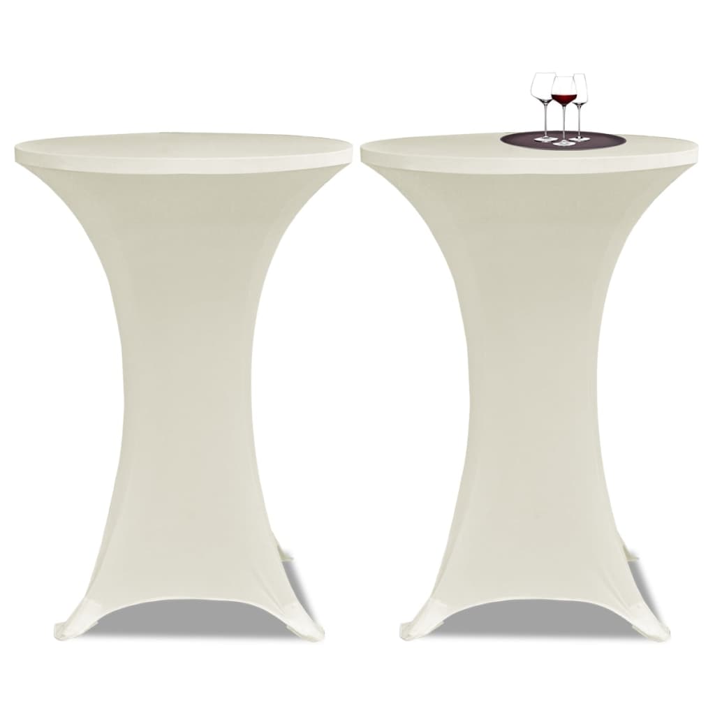 2 Toalhas de mesa brancas justas para mesa de pé - 70 cm de diâmetro