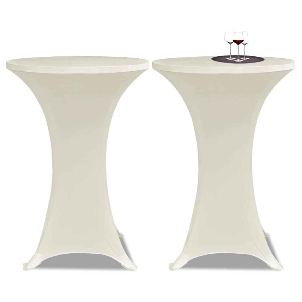 2 Toalhas de mesa brancas justas para mesa de pé - 70 cm de diâmetro