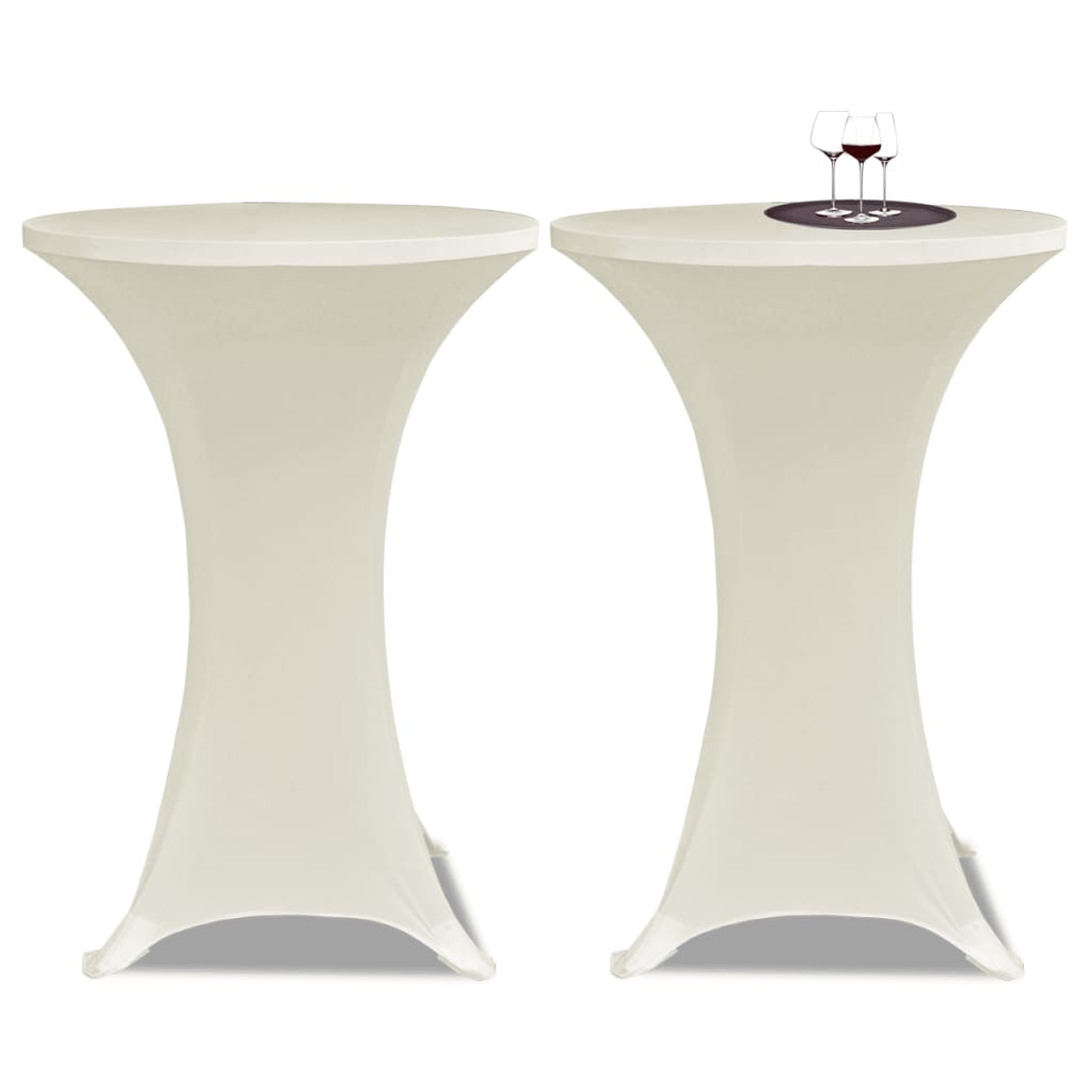 2 Toalhas de mesa brancas justas para mesa de pé - 70 cm de diâmetro