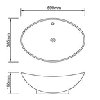 Lavabo Oval de cerámica negra de lujo con desagüe, 59 x 38,5 cm