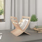 White freestanding wooden magazine rack