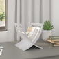 White freestanding wooden magazine rack