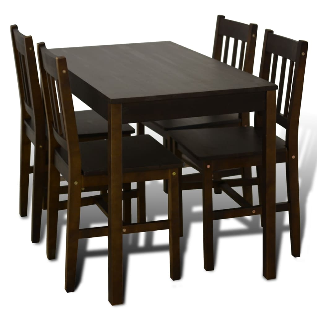 Mesa de comedor y 4 sillas madera marrón