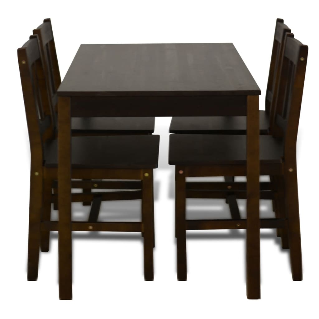 Mesa de comedor y 4 sillas madera marrón