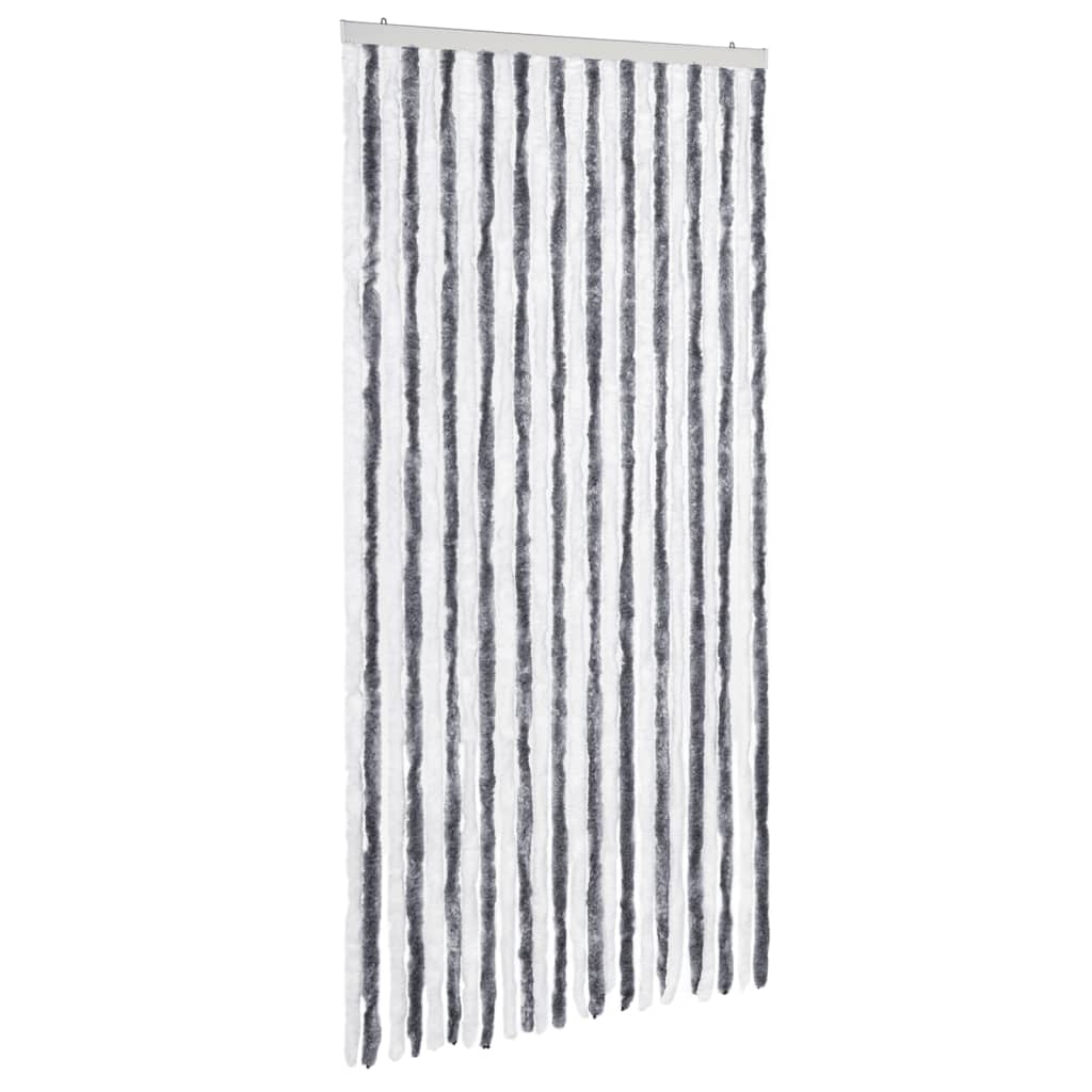 Cortina mosquitera gris y blanco chenilla 100x220 cm