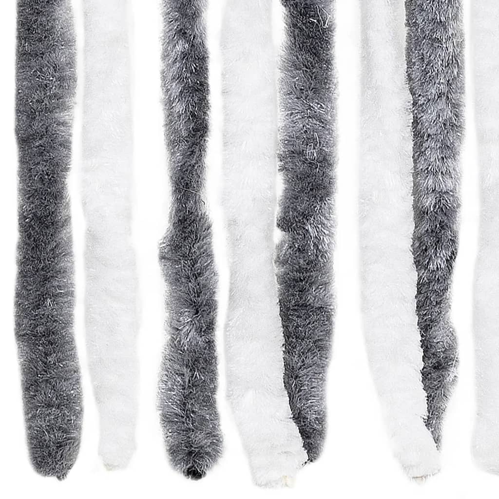 Cortina mosquitera gris y blanco chenilla 100x220 cm