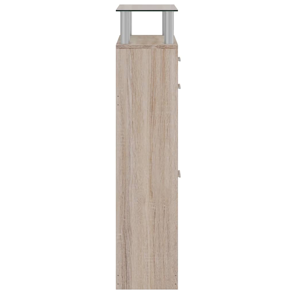 Zapatero cajón y estante superior vidrio aspecto madera