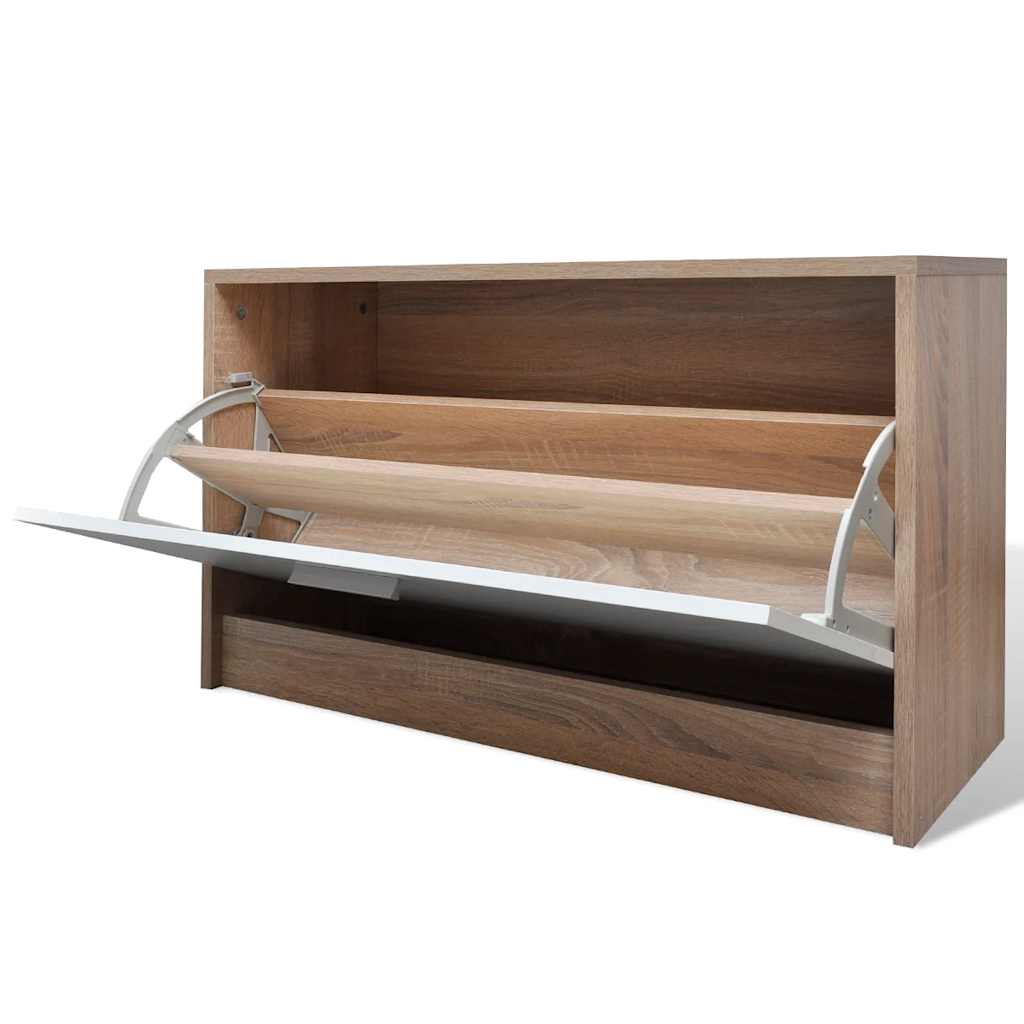 Conjunto de zapatero madera 3 en 1 color roble y blanco