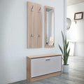 Conjunto de zapatero madera 3 en 1 color roble y blanco