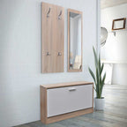 Conjunto de zapatero madera 3 en 1 color roble y blanco
