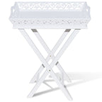 Mesa auxiliar con bandeja blanca