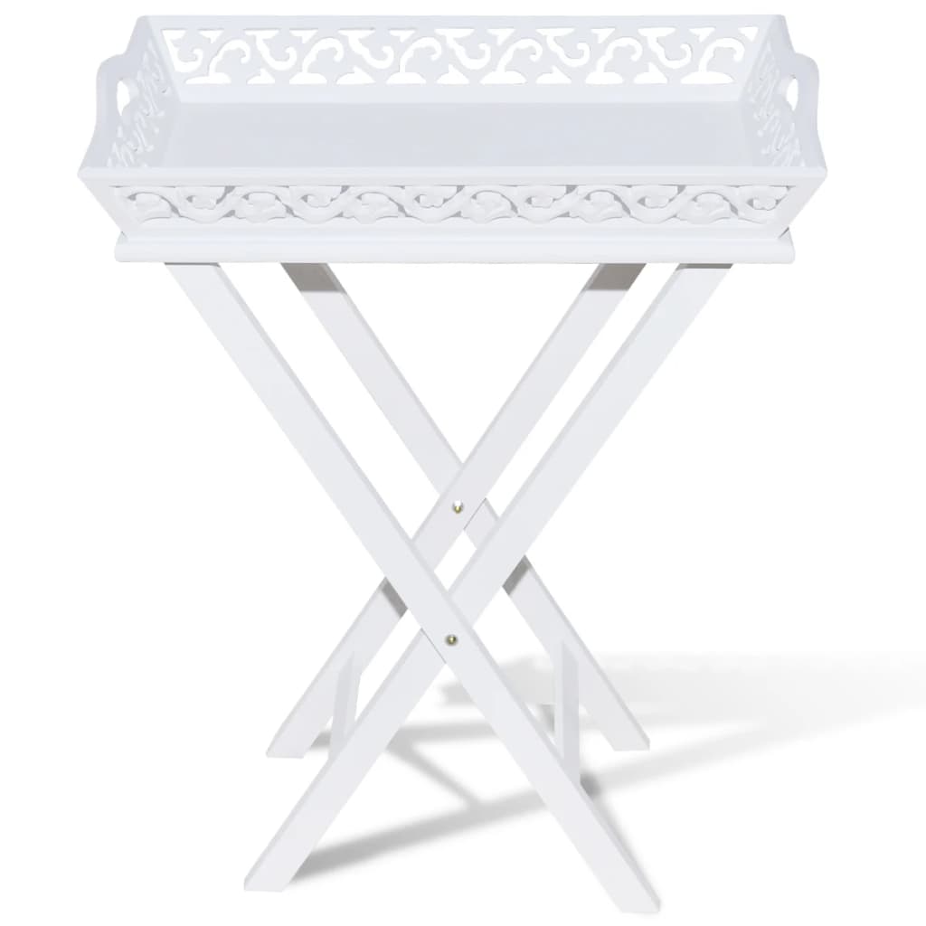 Mesa auxiliar con bandeja blanca