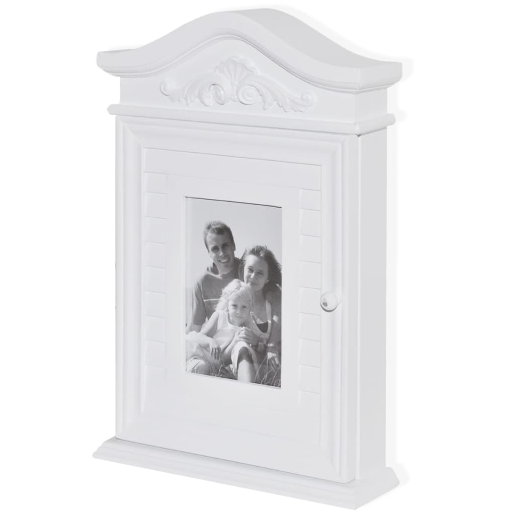 Armario para llaves con marco de fotos blanco
