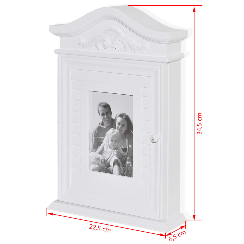 Armario para llaves con marco de fotos blanco