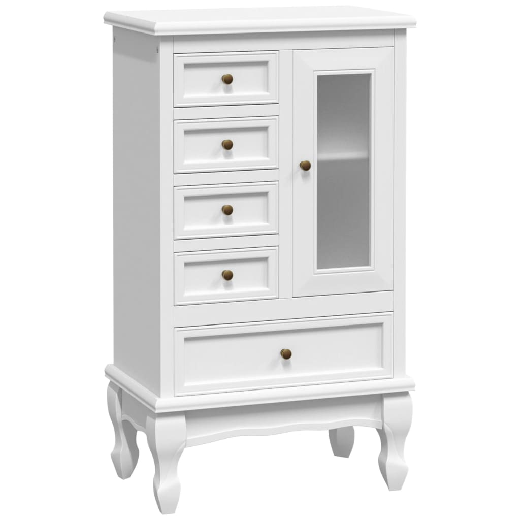 Mueble de 5 cajones y 2 estantes blanco