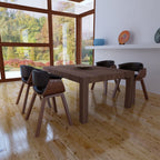 Sillas de comedor 2 unidades madera curvada y cuero sintético