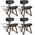 Sillas de comedor 4 unidades madera curvada y cuero artificial