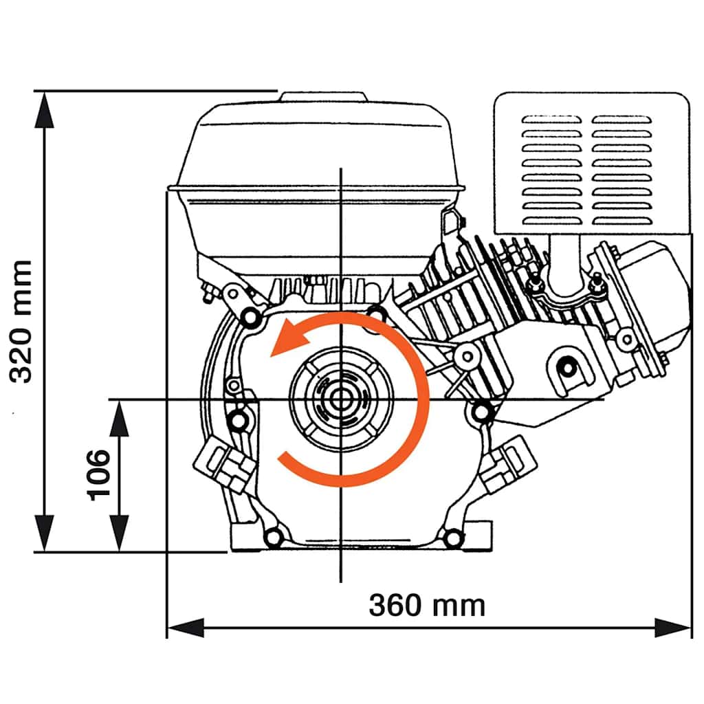 Motor de gasolina negro de 6,5 HP y 4,8 kW