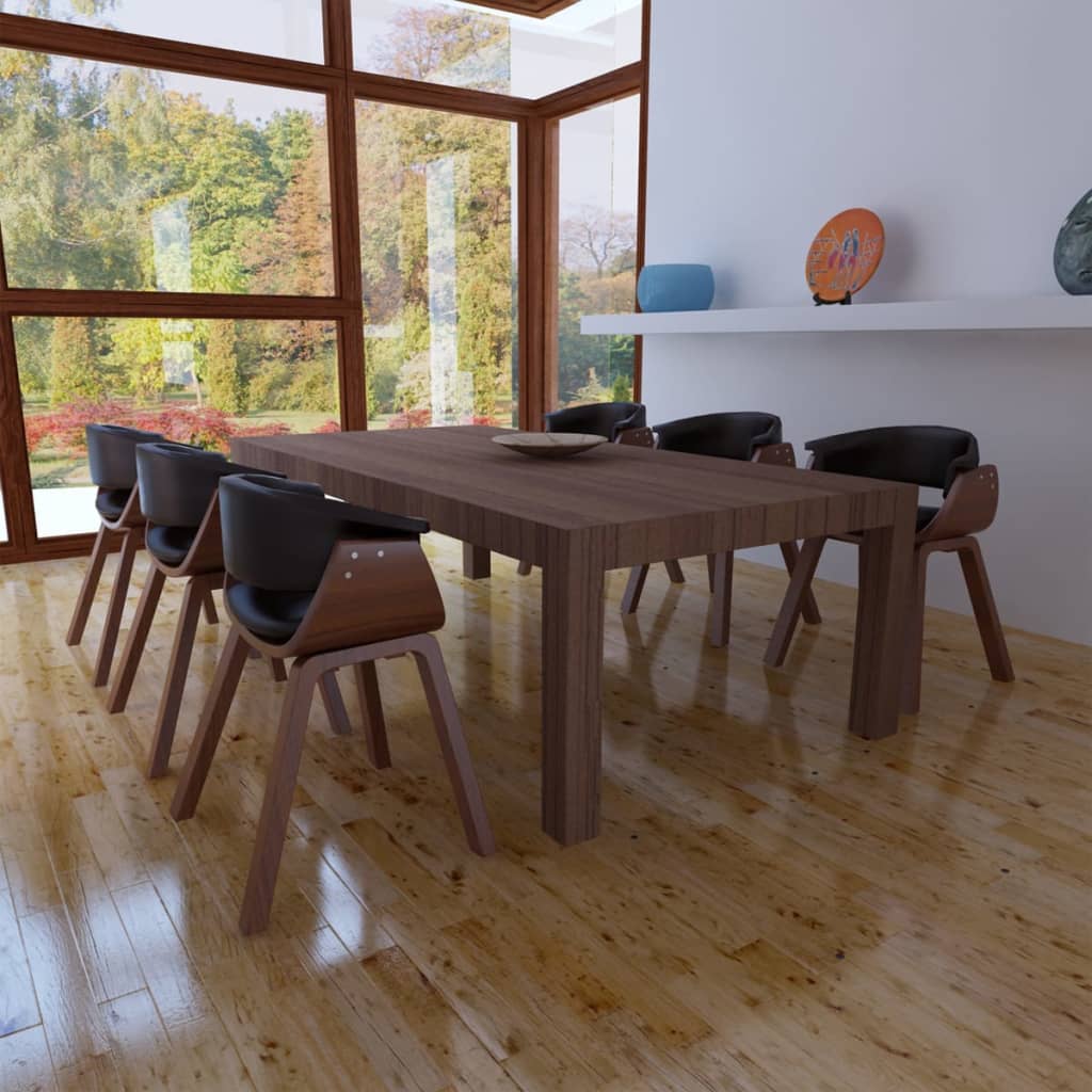 Sillas de comedor 2 unidades madera curvada y cuero sintético