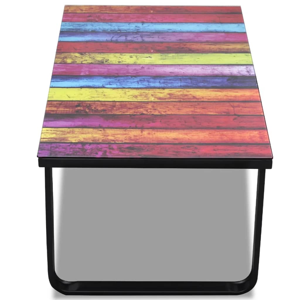 Mesa de centro con superficie con estampado de arco iris