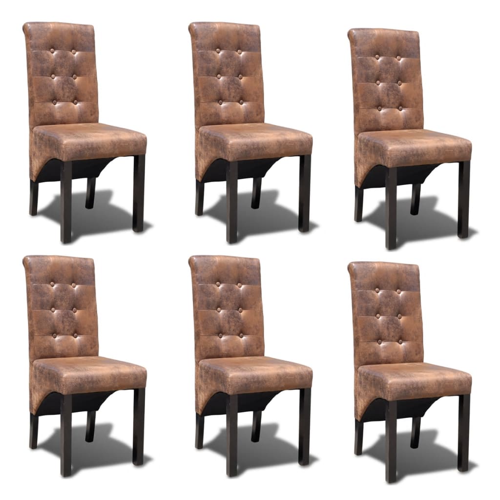 Sillas de comedor 4 unidades cuero sintético marrón