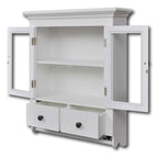 Armario de cocina de pared de madera y puerta de vidrio blanco