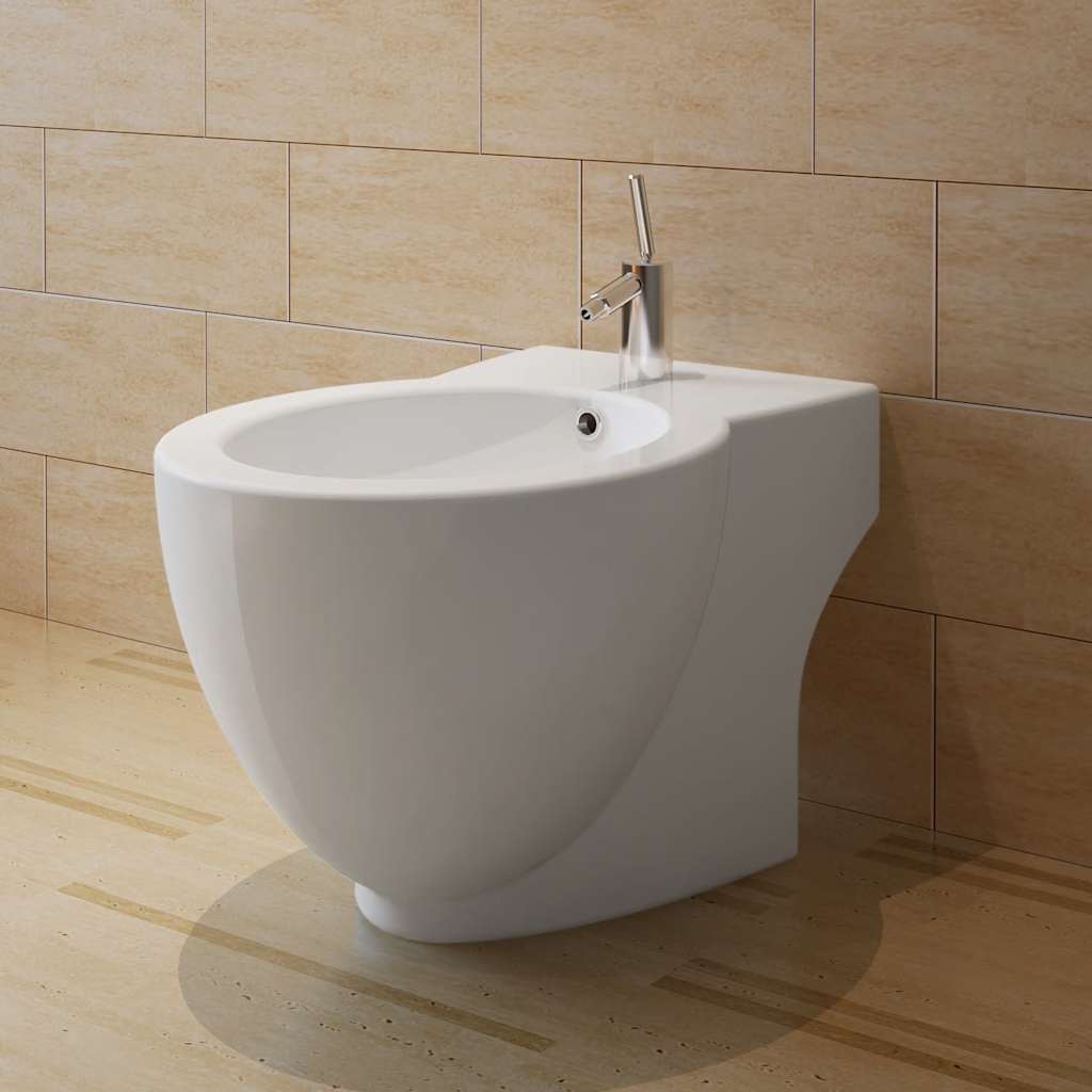 Juego de váter WC y bidé de cerámica blanco