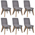 Sillas de comedor 6 uds tela gris y madera maciza de roble