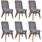 Sillas de comedor 6 uds tela gris y madera maciza de roble