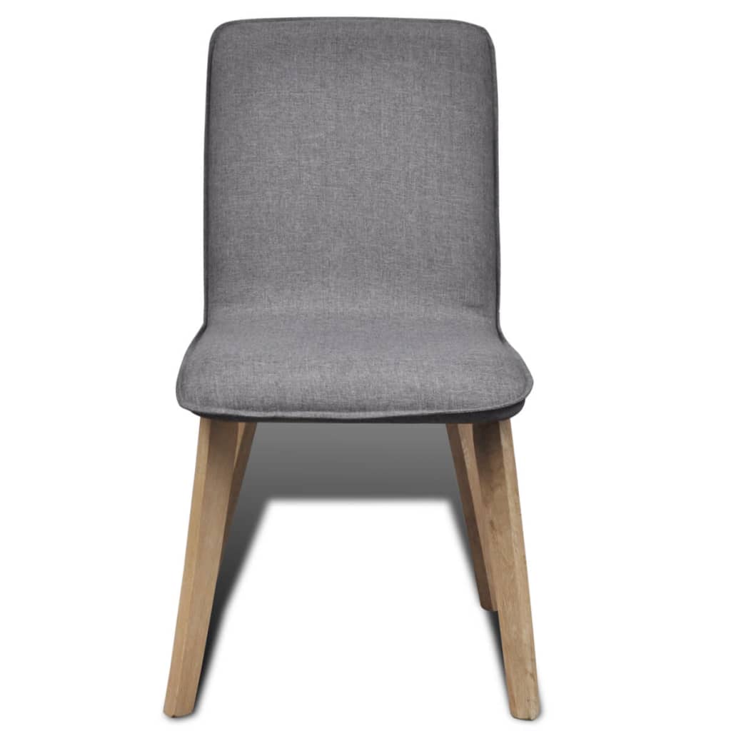 Sillas de comedor 6 uds tela gris y madera maciza de roble